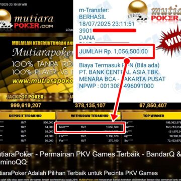 Bukti Withdraw ( 1,056,500,-) Member Setia Mutiarapoker