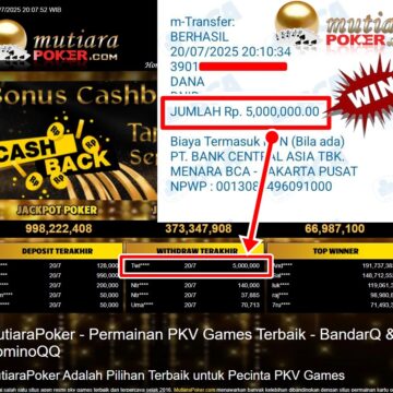 Bukti Withdraw ( 5,000,000,-) Member Setia Mutiarapoker