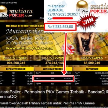 Bukti Withdraw ( 7,232,553,-) Member Setia Mutiarapoker