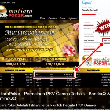 Bukti Withdraw ( 8,833,700,-) Member Setia Mutiarapoker