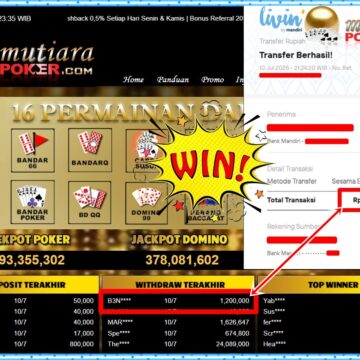 Bukti Withdraw ( 1,200,000,-) Member Setia Mutiarapoker