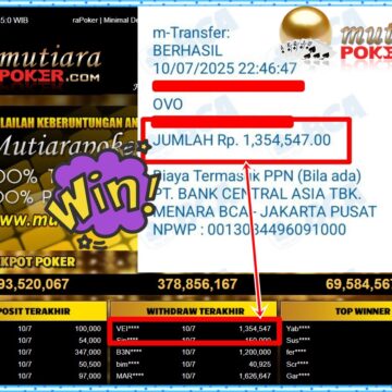 Bukti Withdraw ( 1,354,547,-) Member Setia Mutiarapoker