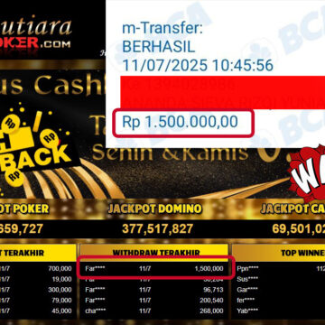 Bukti Withdraw (1,500,000,-) Member Setia Mutiarapoker
