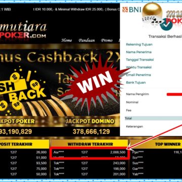 Bukti Withdraw ( 2,008,500,-) Member Setia Mutiarapoker