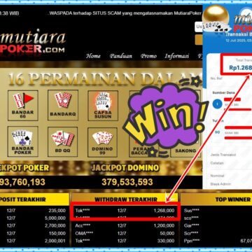 Bukti Withdraw ( 1,268,000,-) Member Setia Mutiarapoker