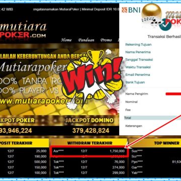 Bukti Withdraw ( 1,750,000,-) Member Setia Mutiarapoker