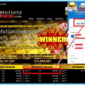 Bukti Withdraw ( 1,000,000,-) Member Setia Mutiarapoker