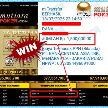 Bukti Withdraw ( 1,500,000,-) Member Setia Mutiarapoker
