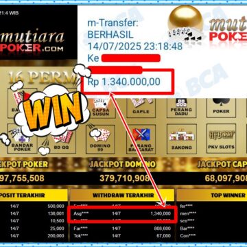 Bukti Withdraw ( 1,340,000,-) Member Setia Mutiarapoker