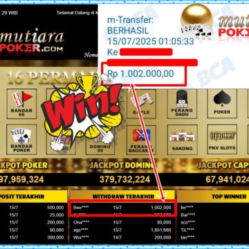 Bukti Withdraw ( 1,002,000,-) Member Setia Mutiarapoker