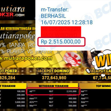Bukti Withdraw (2,515,000,-) Member Setia Mutiarapoker