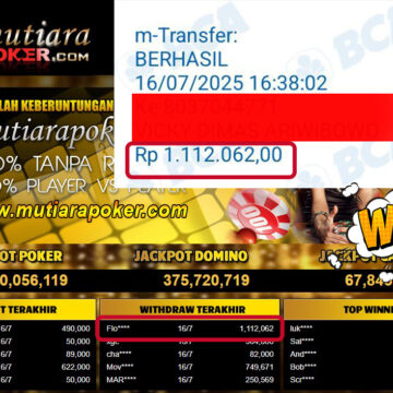 Bukti Withdraw (1,112,062,-) Member Setia Mutiarapoker