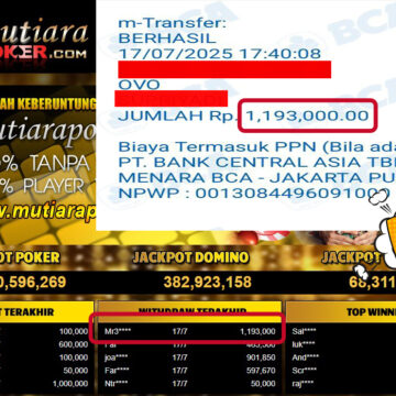 Bukti Withdraw (1,193,000,-) Member Setia Mutiarapoker