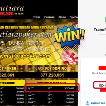 Bukti Withdraw ( 9,375,469,- ) Member Setia MutiaraPoker