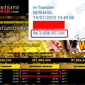 Bukti Withdraw ( 2,038,527,- ) Member Setia MutiaraPoker