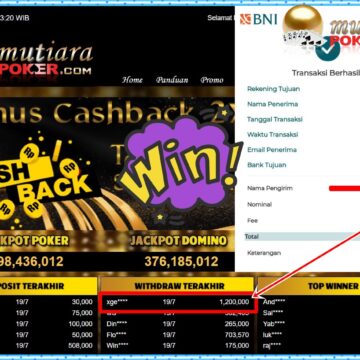 Bukti Withdraw ( 1,200,000,-) Member Setia Mutiarapoker
