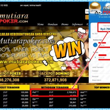 Bukti Withdraw ( 2,768,672,-) Member Setia Mutiarapoker
