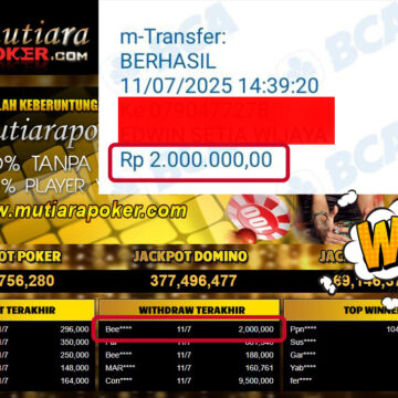 Bukti Withdraw (2,000,000,-) Member Setia Mutiarapoker