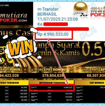Bukti Withdraw (4,990,533,-) Member Setia Mutiarapoker