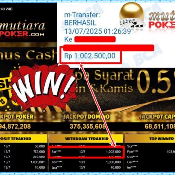 Bukti Withdraw ( 1,002,500,-) Member Setia Mutiarapoker