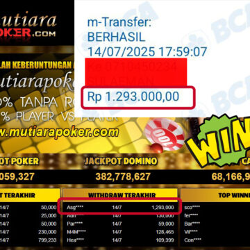 Bukti Withdraw (1,293,000,-) Member Setia MutiaraPoker