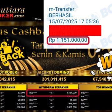 Bukti Withdraw (1,151,000,-) Member Setia Mutiarapoker