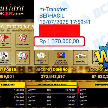 Bukti Withdraw (1,370,000,-) Member Setia Mutiarapoker