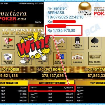 Bukti Withdraw ( 1,136,970,-) Member Setia Mutiarapoker
