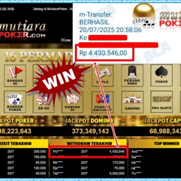 Bukti Withdraw ( 4,430,546,-) Member Setia Mutiarapoker
