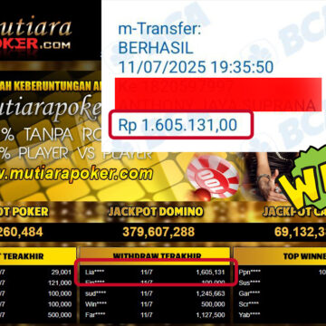 Bukti Withdraw (1,605,131,-) Member Setia Mutiarapoker