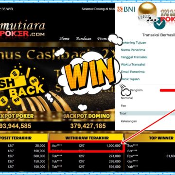 Bukti Withdraw ( 1,000,000,-) Member Setia Mutiarapoker