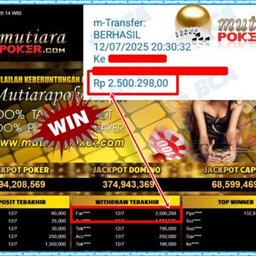 Bukti Withdraw ( 2,500,298,-) Member Setia Mutiarapoker
