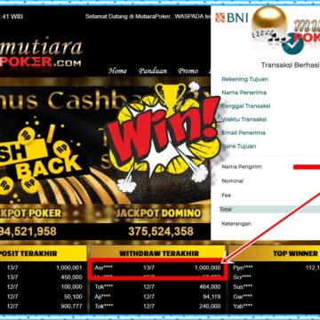 Bukti Withdraw ( 1,000,000,-) Member Setia Mutiarapoker