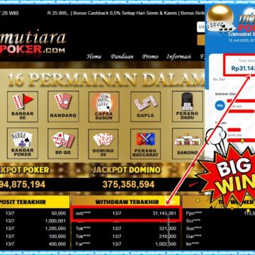 Bukti Withdraw ( 31,143,381,-) Member Setia Mutiarapoker