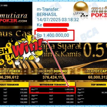 Bukti Withdraw ( 1,400,000,-) Member Setia Mutiarapoker