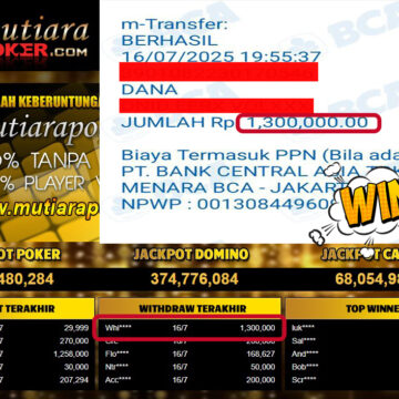 Bukti Withdraw (1,300,000,-) Member Setia Mutiarapoker