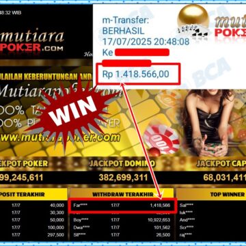 Bukti Withdraw ( 1,418,566,-) Member Setia Mutiarapoker