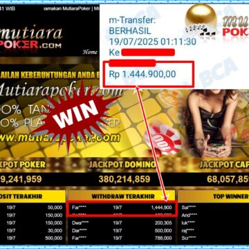 Bukti Withdraw ( 1,444,900,-) Member Setia Mutiarapoker