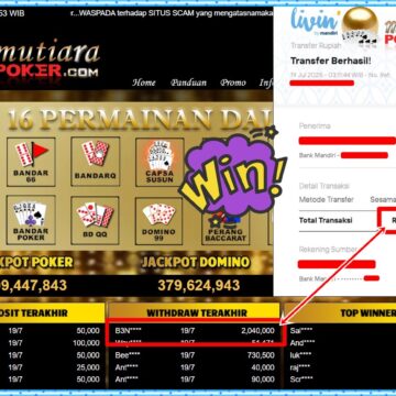 Bukti Withdraw ( 2,040,000,-) Member Setia Mutiarapoker