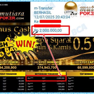 Bukti Withdraw ( 2,000,000,-) Member Setia Mutiarapoker