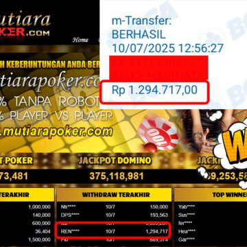 Bukti Withdraw (1,294,717,-) Member Setia Mutiarapoker