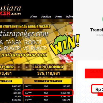 Bukti Withdraw (3,059,287,-) Member Setia Mutiarapoker