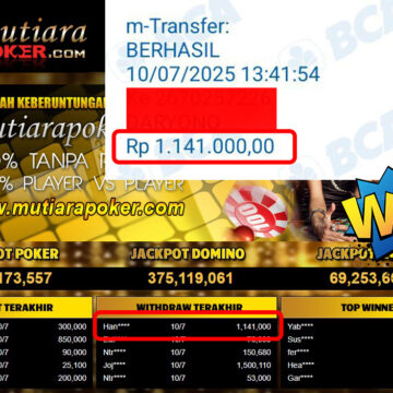 Bukti Withdraw (1,141,000,-) Member Setia Mutiarapoker