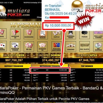 Bukti Withdraw ( 10,000,000,-) Member Setia Mutiarapoker