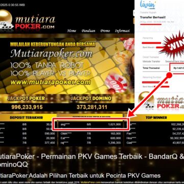 Bukti Withdraw ( 1,621,000,-) Member Setia Mutiarapoker