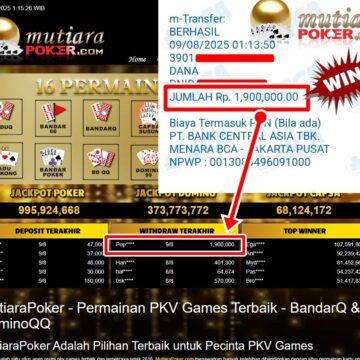 Bukti Withdraw ( 1,900,000,-) Member Setia Mutiarapoker