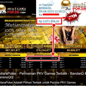 Bukti Withdraw ( 2,071,806,-) Member Setia Mutiarapoker