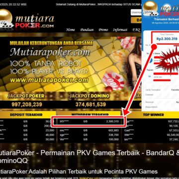 Bukti Withdraw ( 2,300,319,-) Member Setia Mutiarapoker
