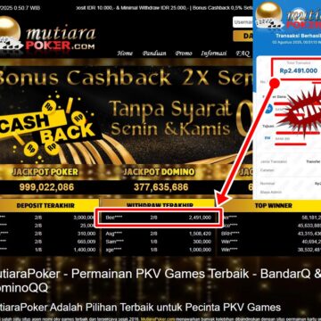 Bukti Withdraw ( 2,491,000,-) Member Setia Mutiarapoker