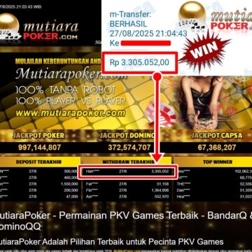 Bukti Withdraw ( 3,305,052,-) Member Setia Mutiarapoker